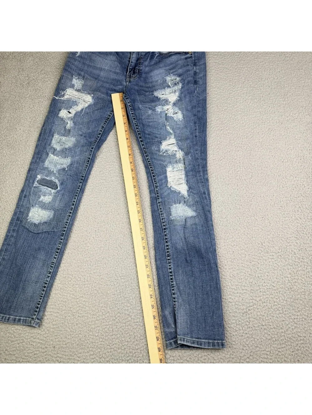 BKE Jeans Mens 31x29 Blue Alec Straight Leg Buckle Distressed Denim Casual